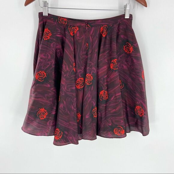 NEW Opening Ceremony Lizzy Rose Print Satin Skater Flowy Mini Skirt Size 6 - Picture 7 of 16